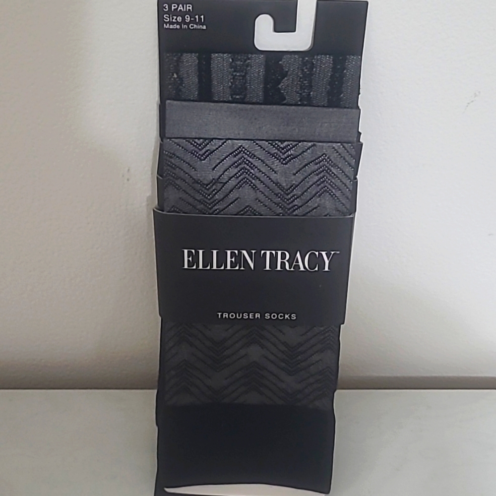 Black Trouser Socks 3 pair pack Ellen Tracy NWT